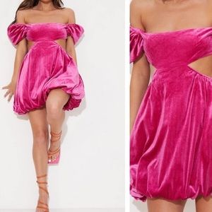 cocktail dress with back out and tie hot pink size 4